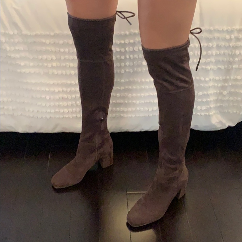 Suede brown over knee boots